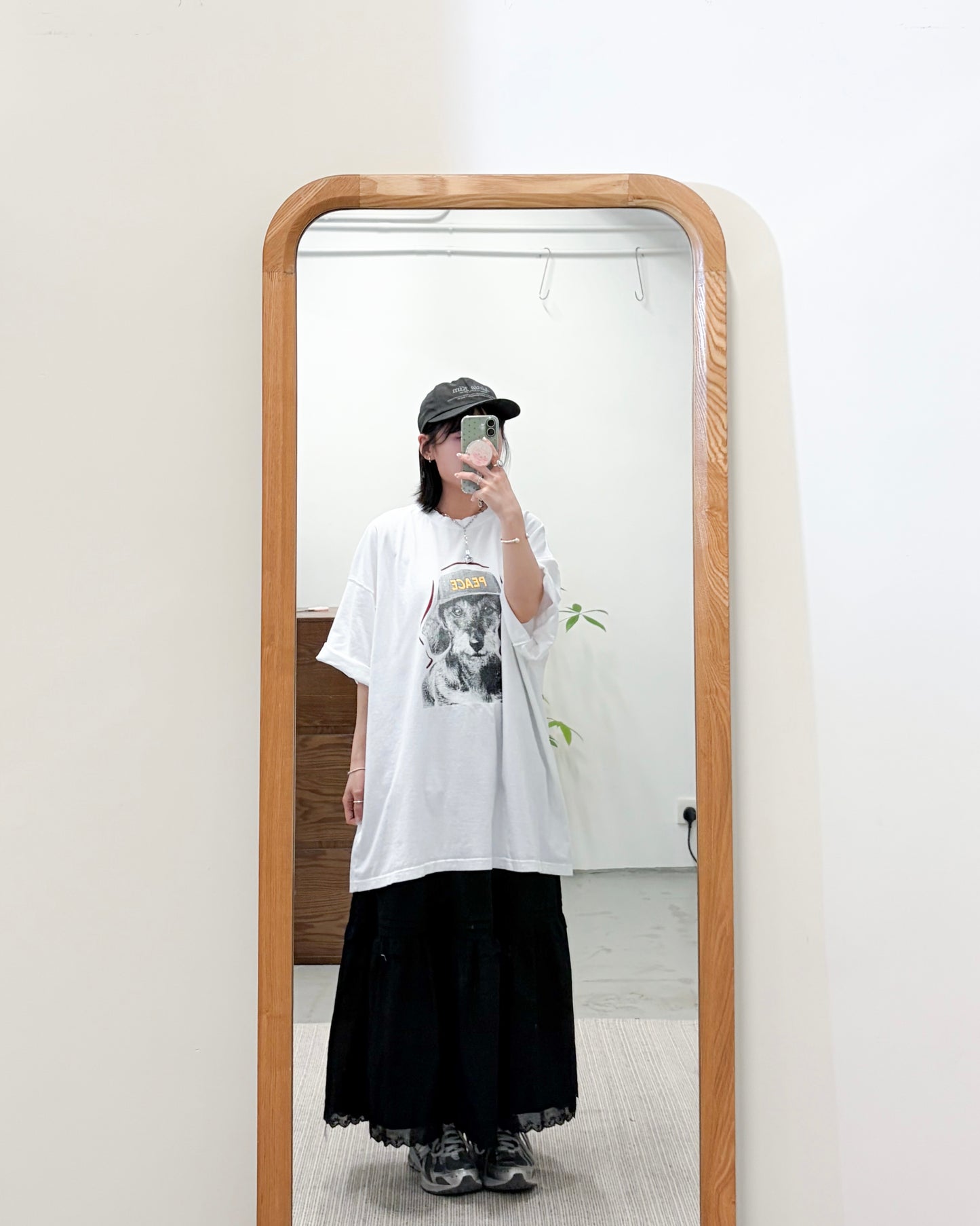 TP754- Unisex Peace Dot Over Size Tee | White | Grey