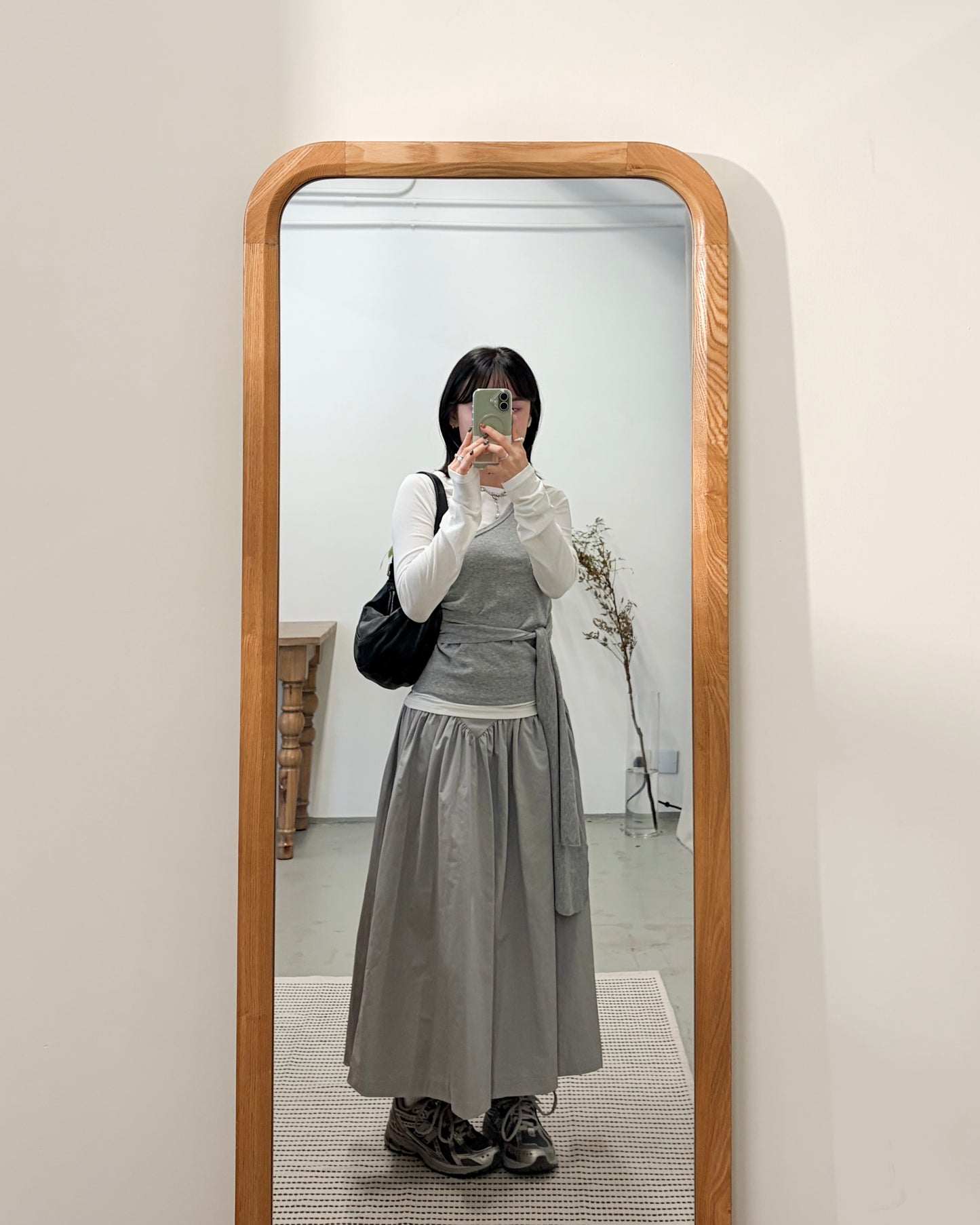 SK138- High Quality Umbrella Skirt | Grey | Navy ( S / M )