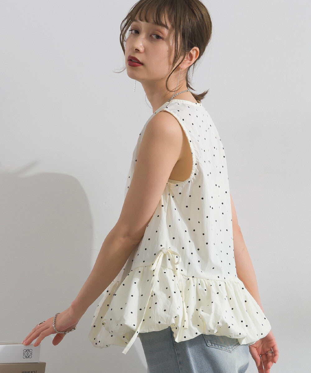 TP796- Dot Pullover Balloon Vest | Ivory | Black