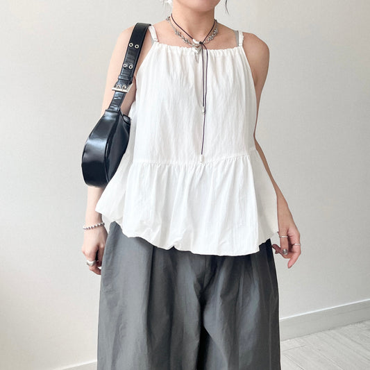 TP636- 斜Cut Balloon Vest | White