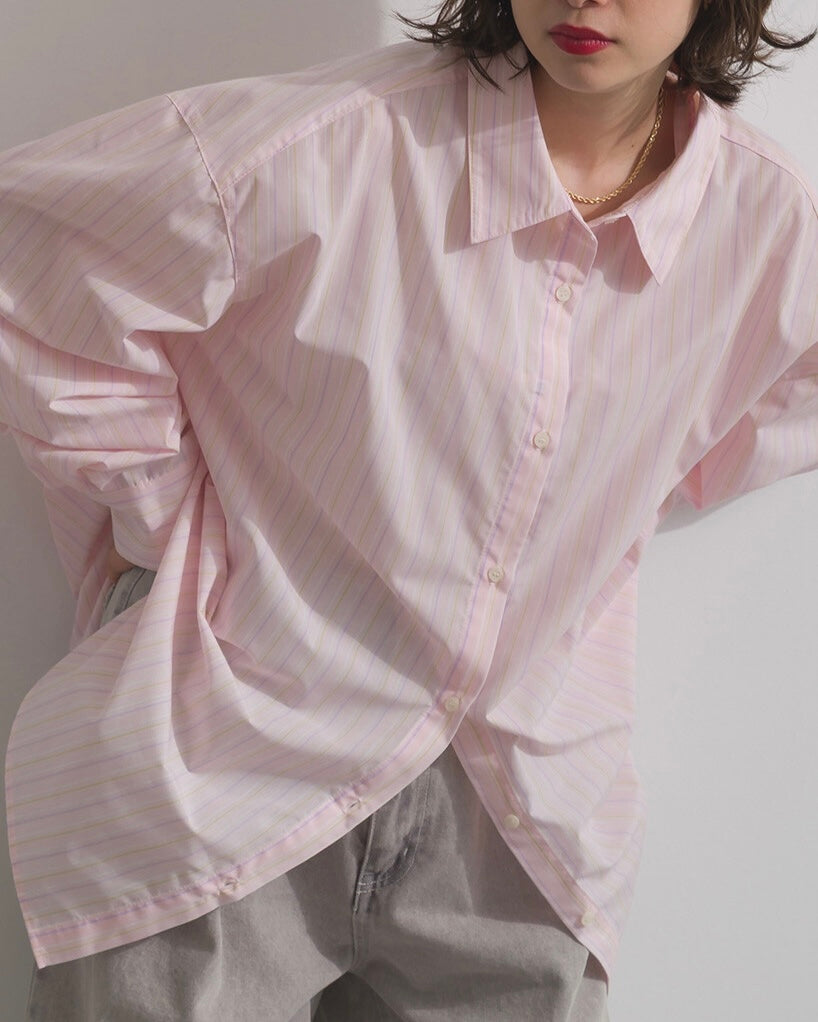 TP740-  2 Way Stripe Blouse | White | Beige | Pink | Blue