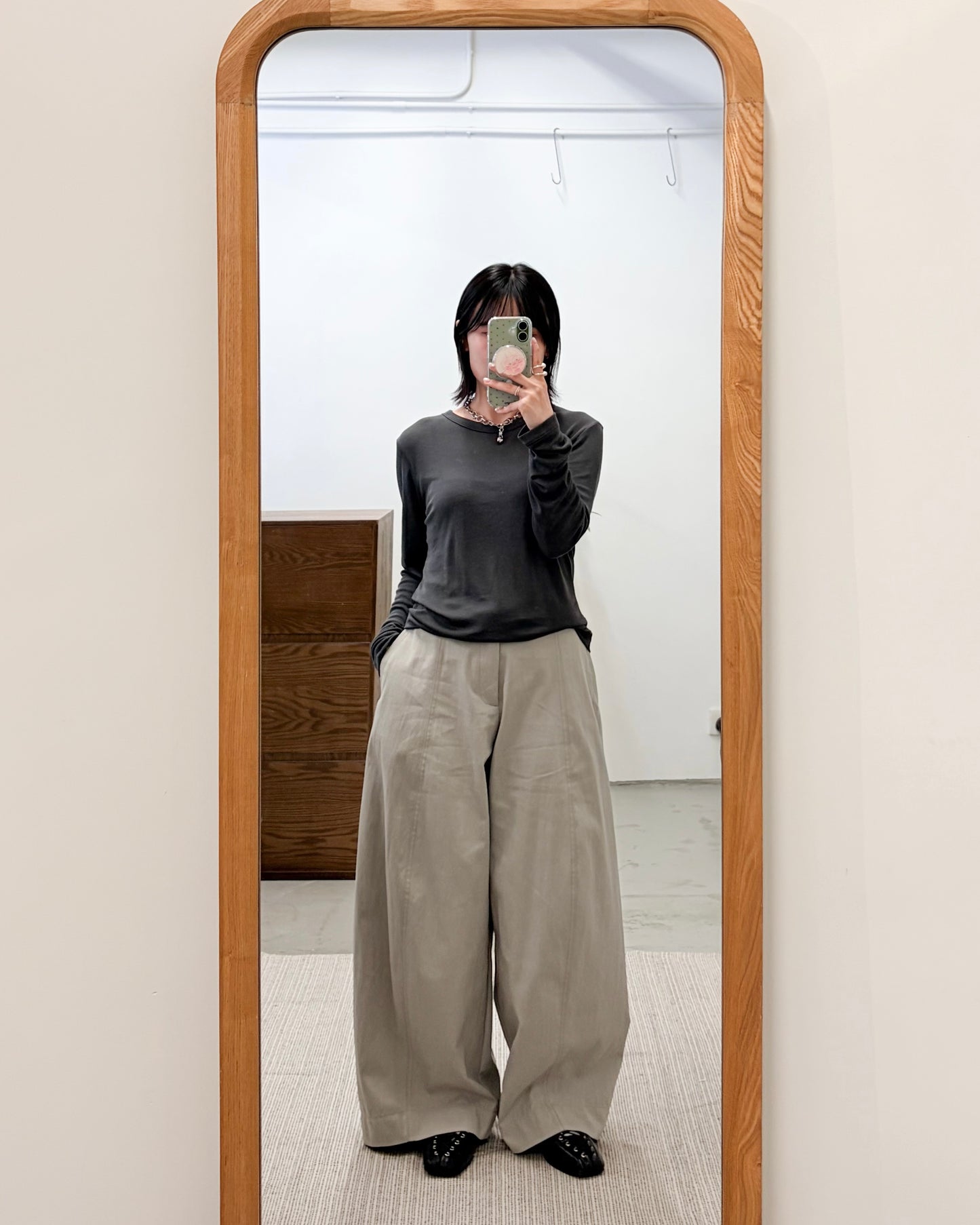 TP741-  三色天絲棉Basic Top | White | Green | Charcoal