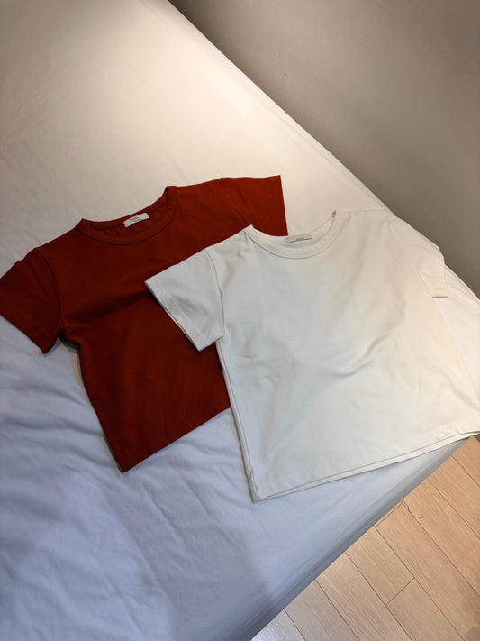 TP703- 挺身淨色Tee | White | Orange Red