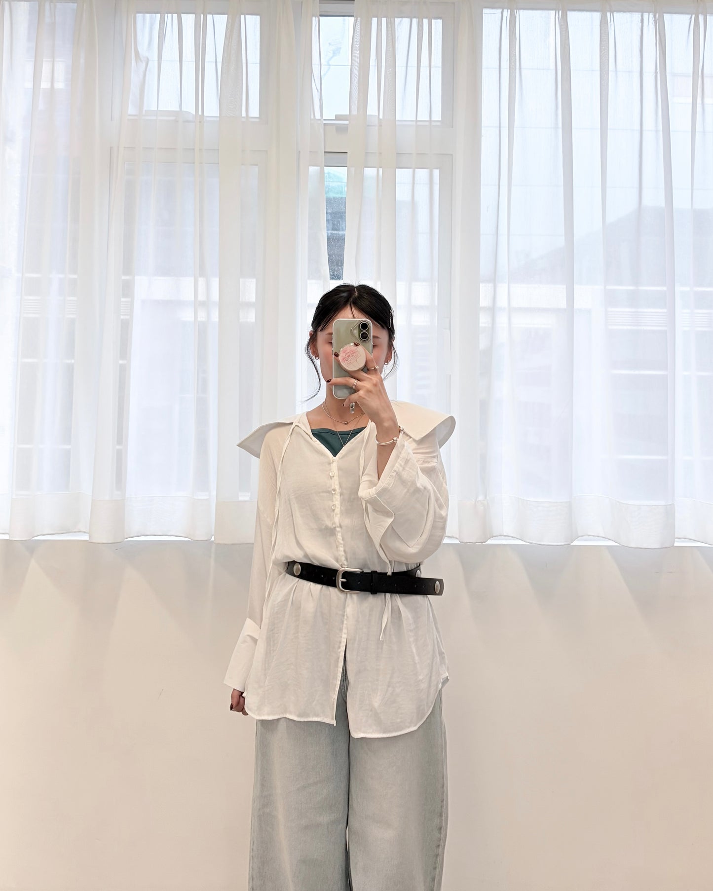 TP785- Sailor Coller Rayon Blouse | White | Beige | Blue | Black