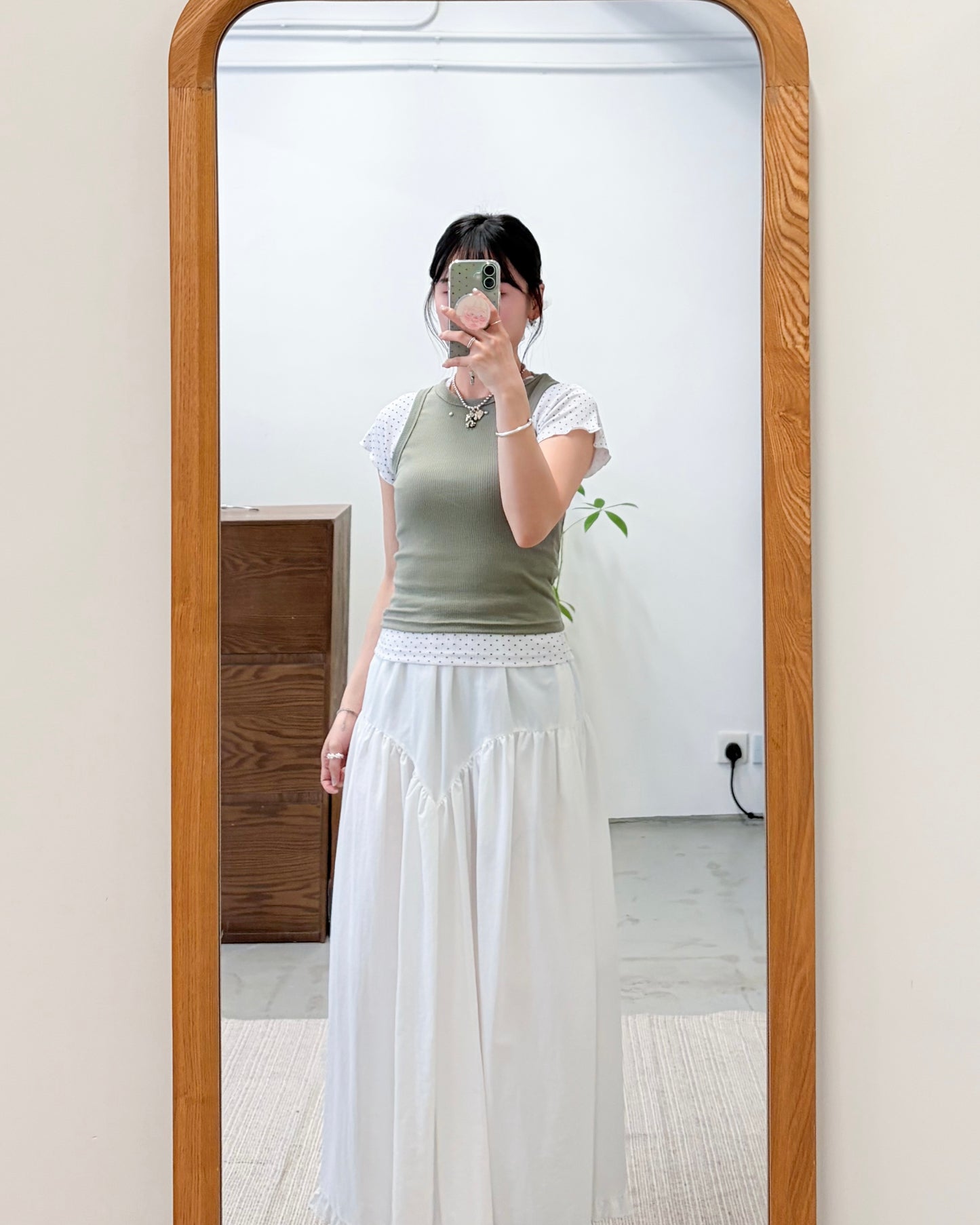 TP748- Ruffle Sleeve Small Dot Top | White | Grey | Black