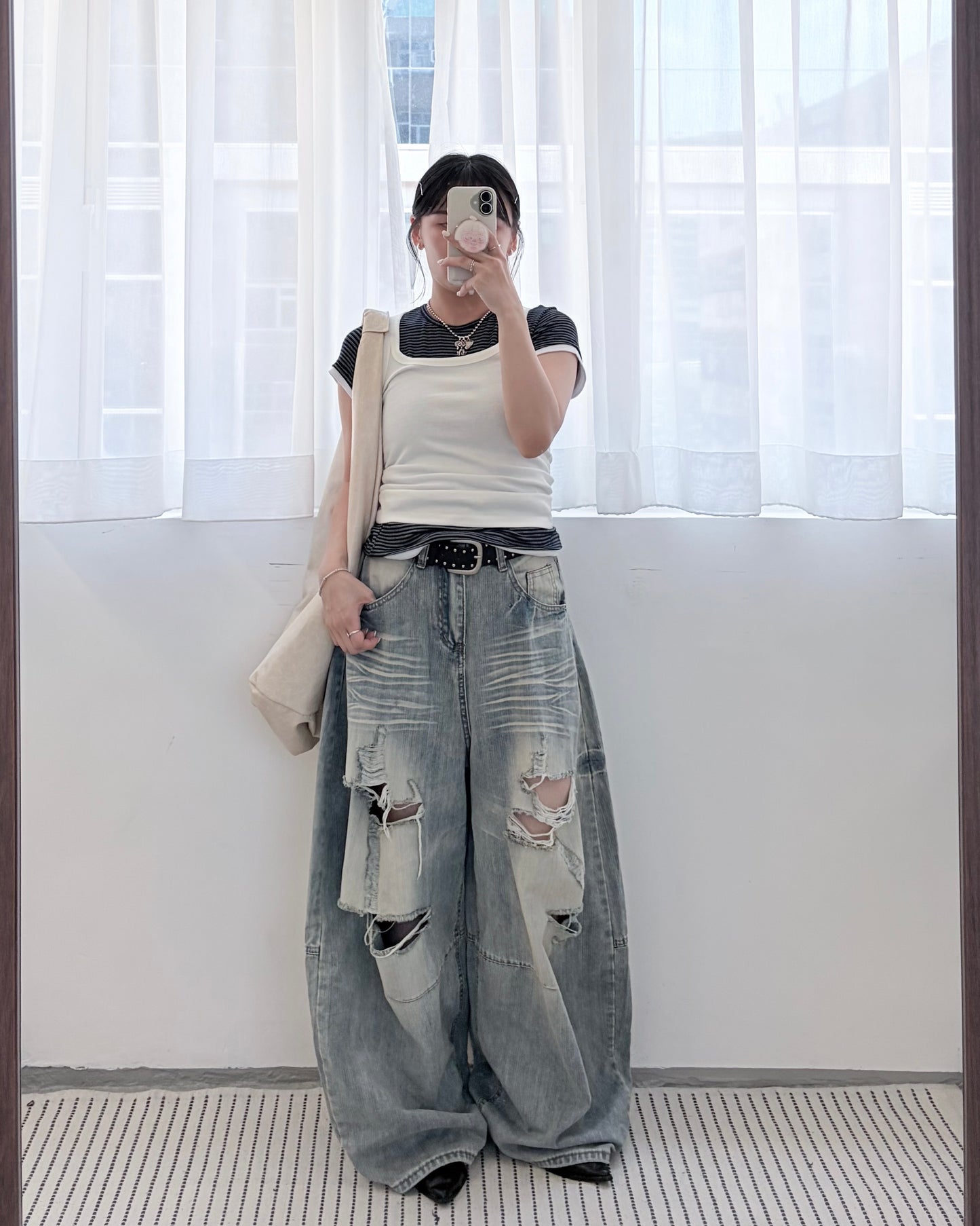 TP826- Square Neck Vest | White | Charcoal | Red