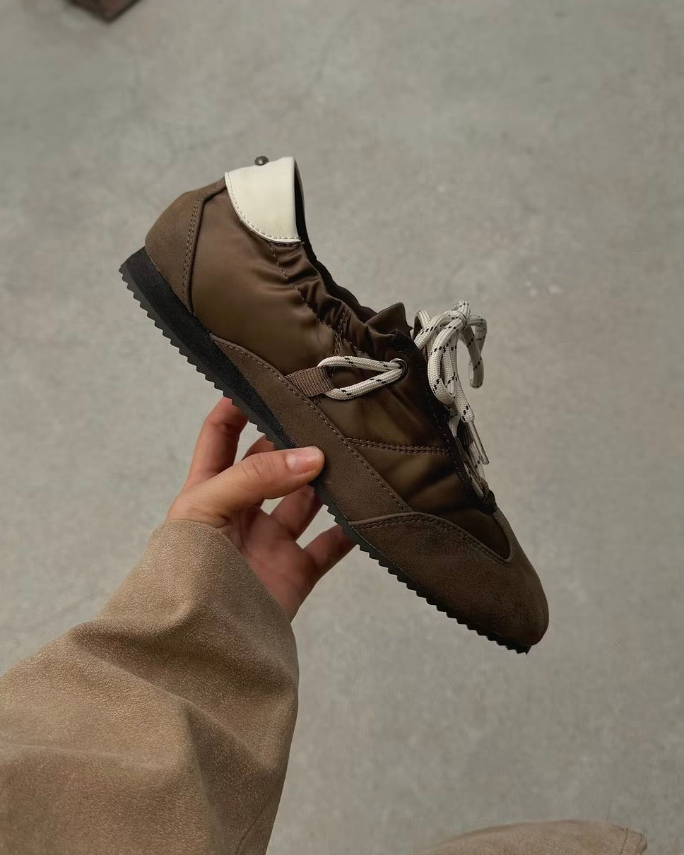SH13- Hazel Satin Sneakers | Brown | Black