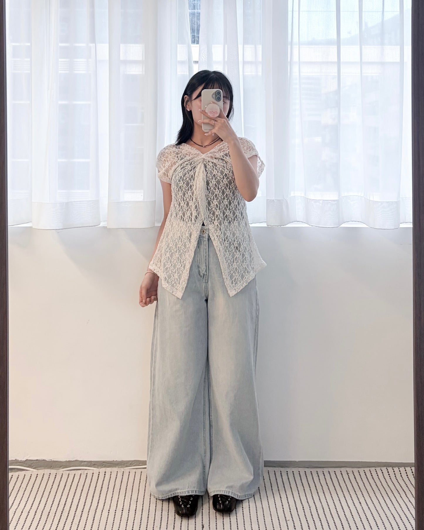 TP815- 2 Way Lace Top | Ivory | Black