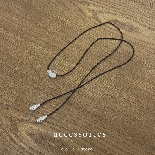 AC254- Silver Stone Black Necklace