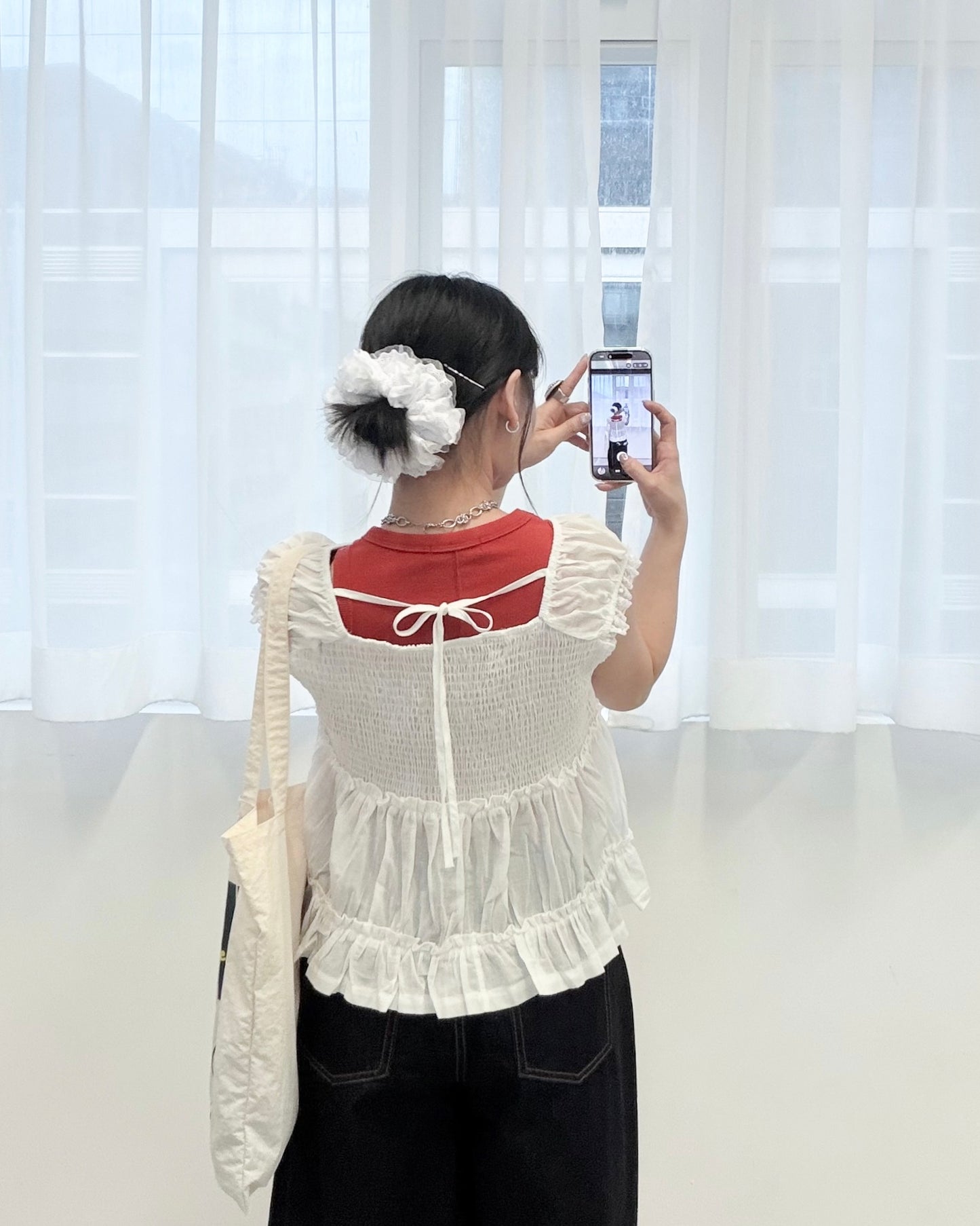 TP812- Back Ribbon Lace Top | White | Black