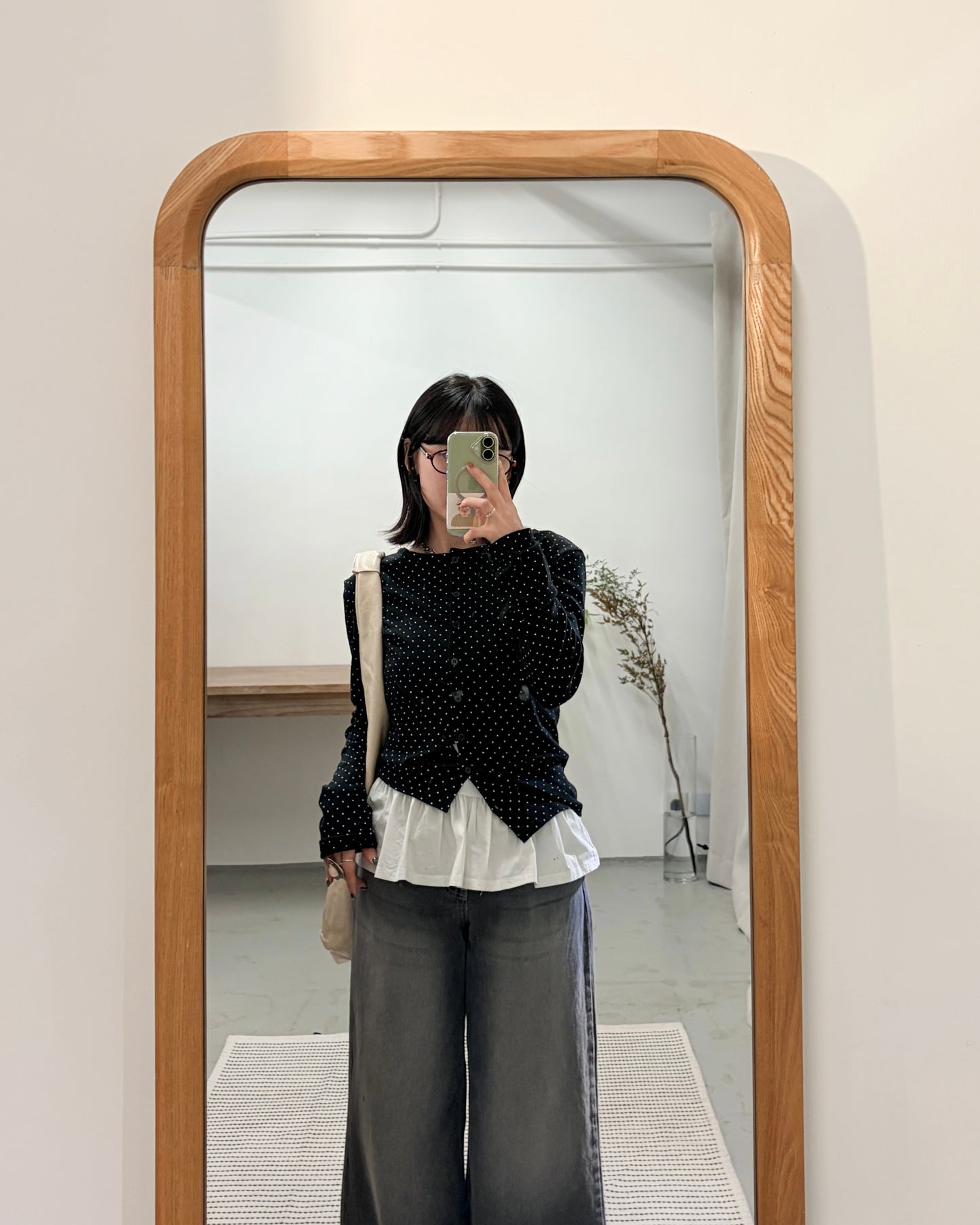 TP712- Small Dot Button Top / Cardigan | White | Red | Navy | Black | Grey | Brown