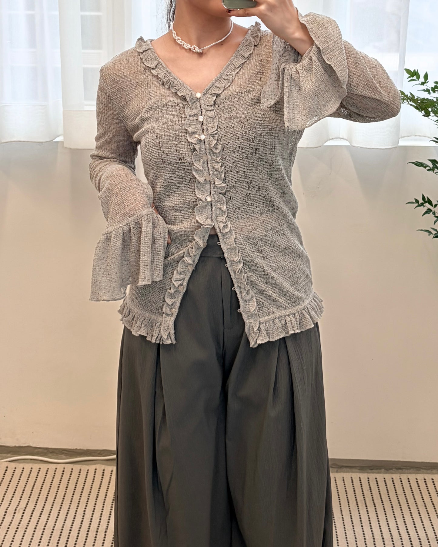 TP688- Gorgeous Ruffle Top | Ivory | Grey | Black