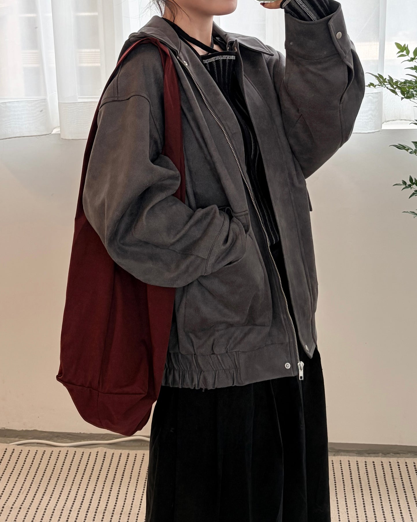 JK42- Unwash Collar Blouse Jacket | Milk Tea | Grey | Brown