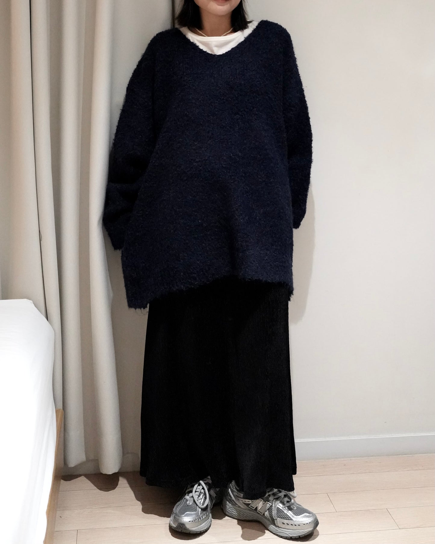 TP701- Knit With Scarf Set | White | Navy | Grey