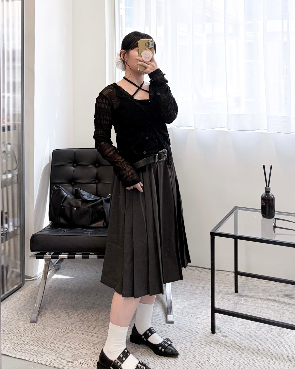 TP842- 透膚皺皺Top | White | Brown | Black