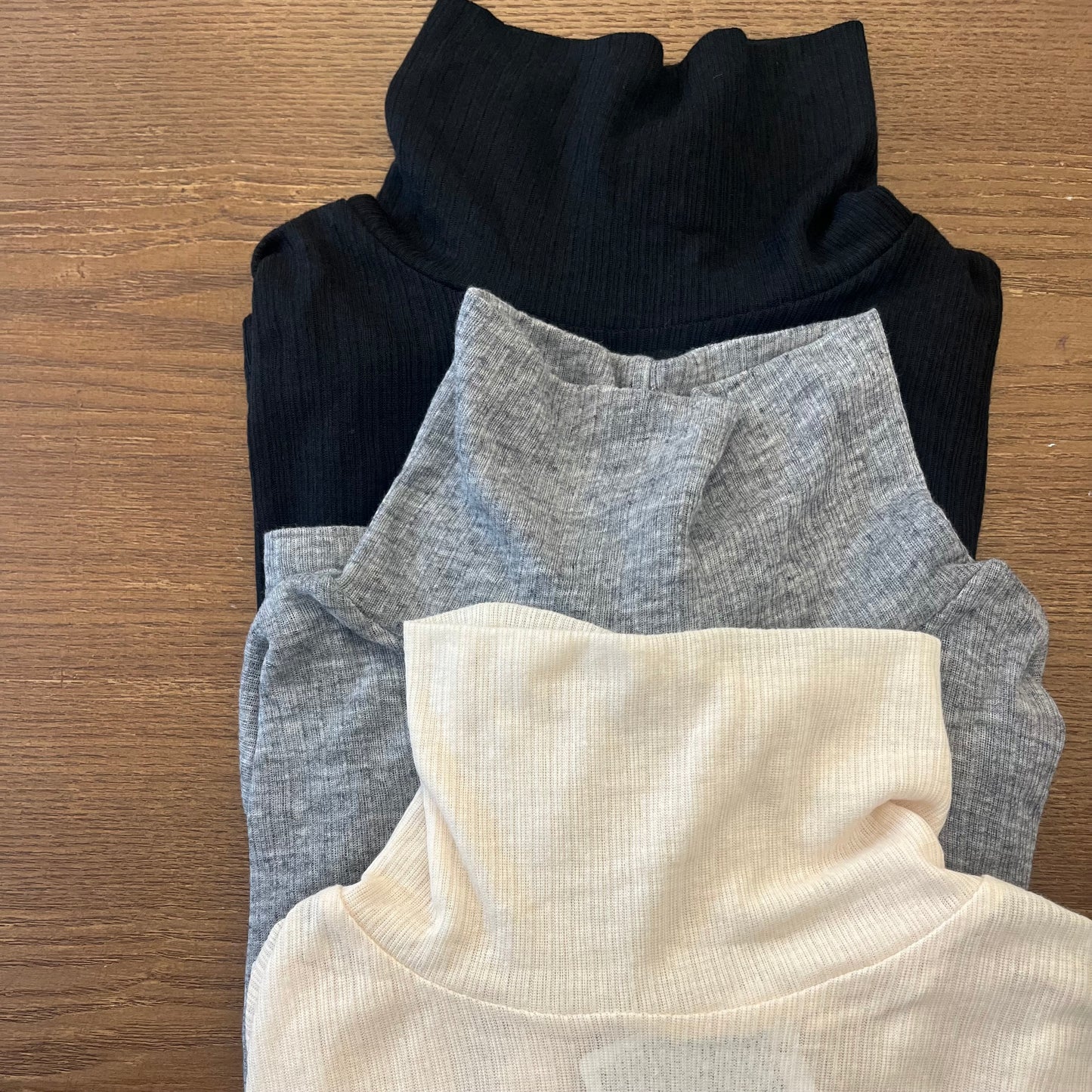 TP424- Cotton High Neck T-shirt | Ivory | Grey | Black