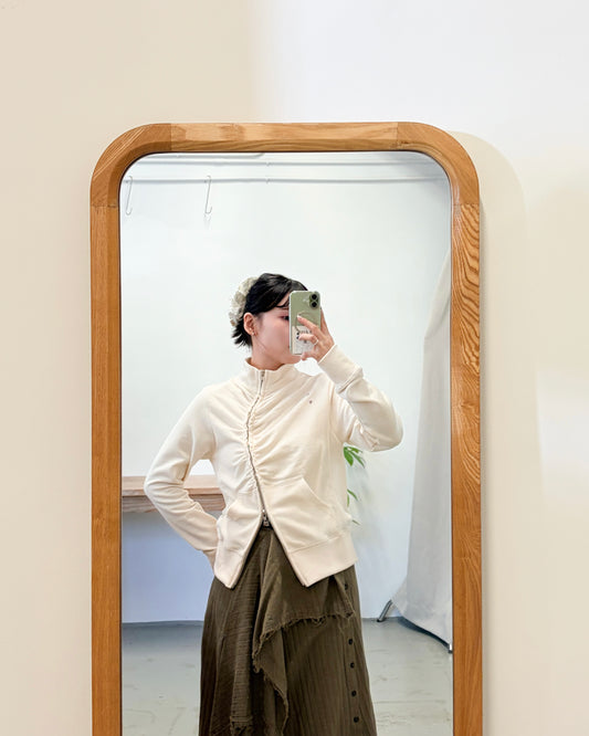 JK51- 個性不規則拉鍊外套 | Ivory | Black