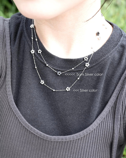 AC271- Mini Fafa Necklace | Silver | Black Silver