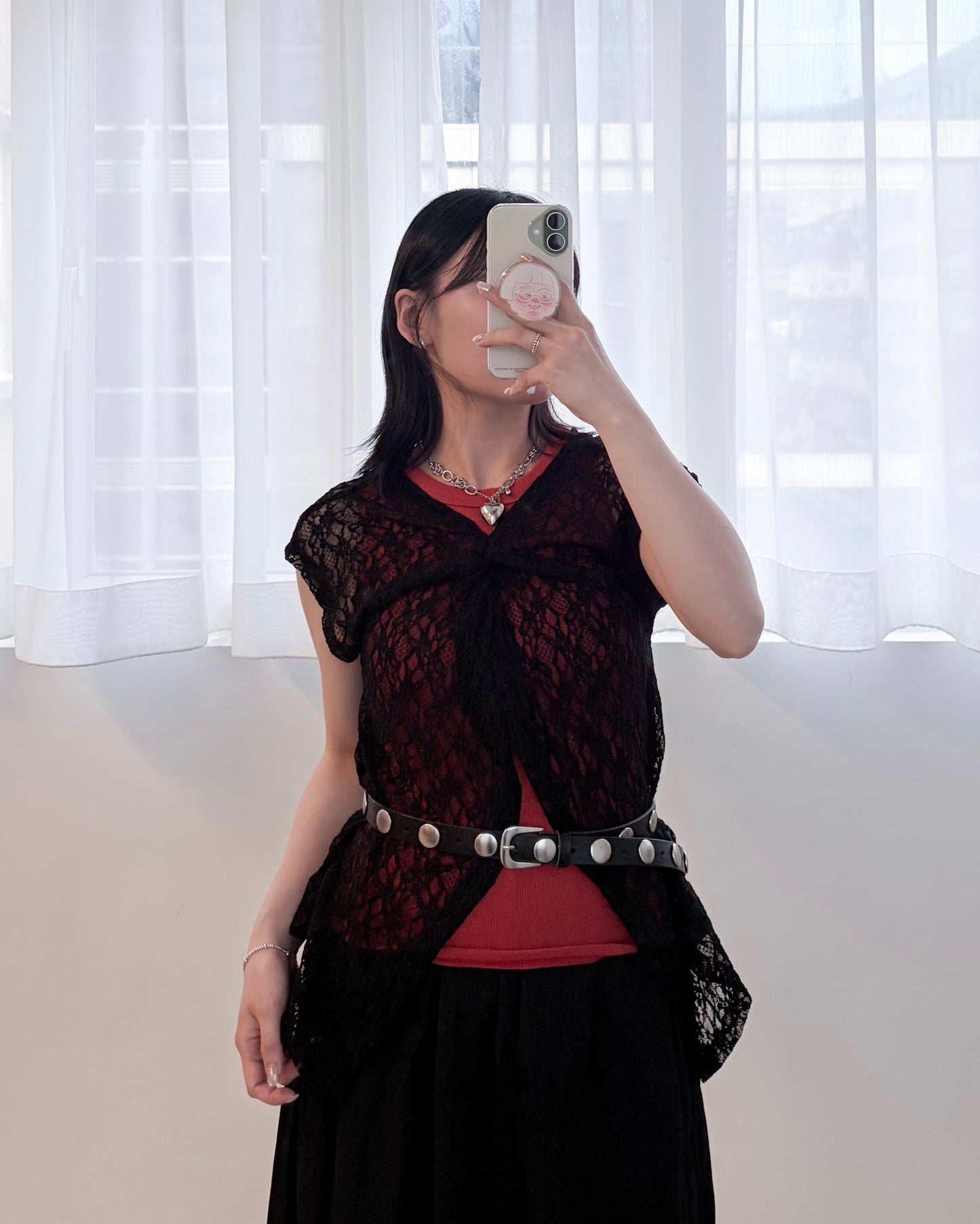 TP815- 2 Way Lace Top | Ivory | Black