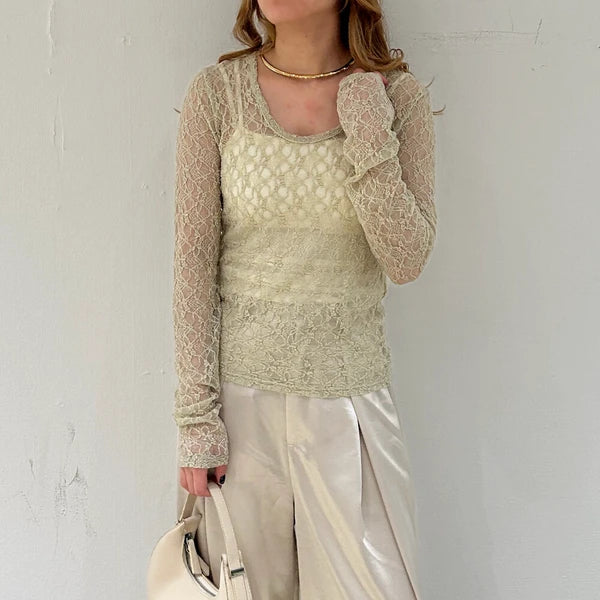 TP752- 2 way lace top | White | Green | Brown | Black