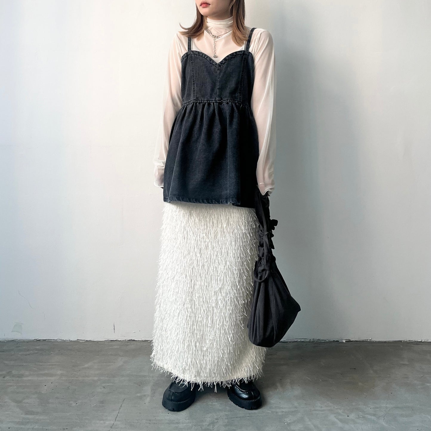TP257- Denim Cotton Camisole | White | Black