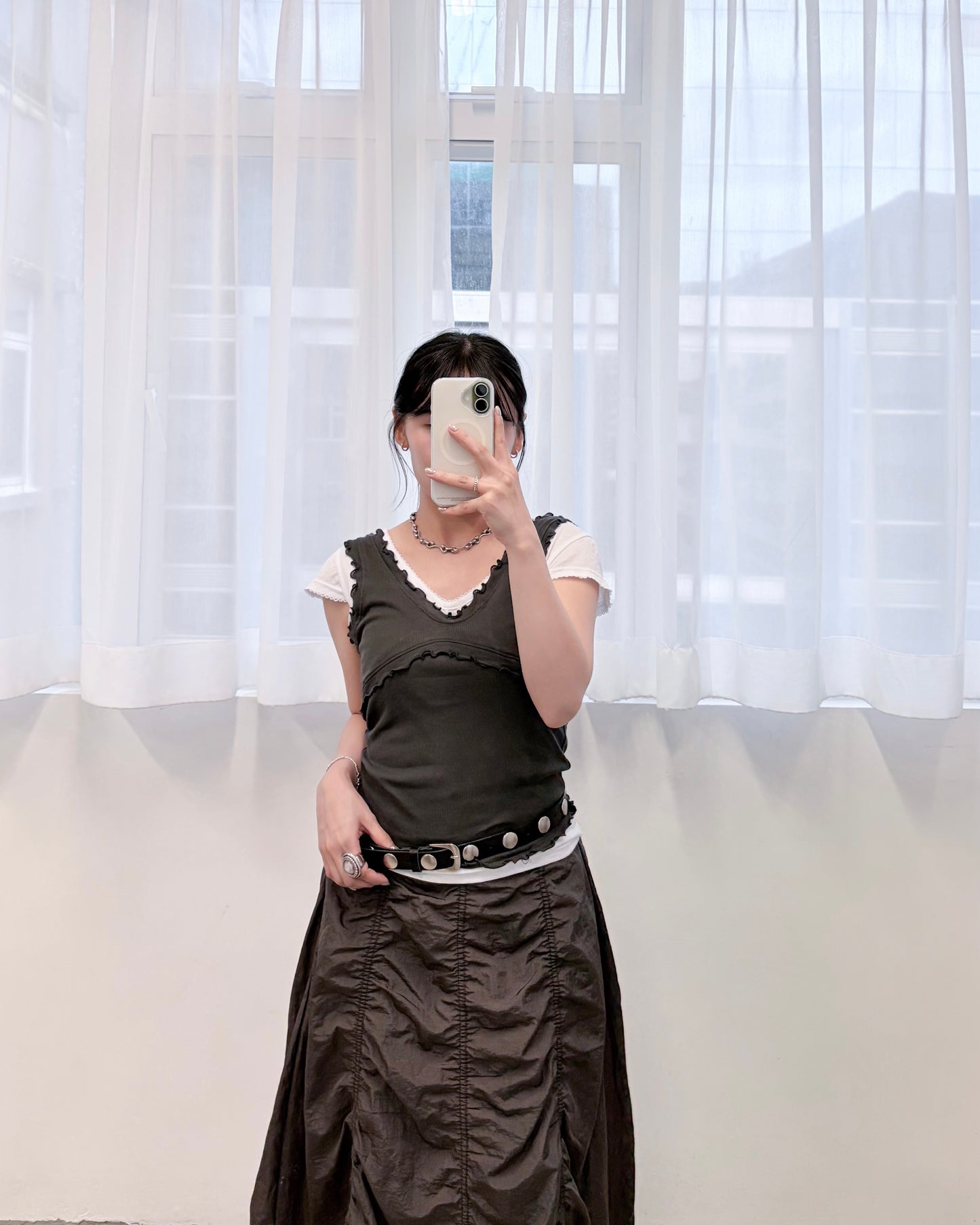 TP809- Ruffle V Neck Vest | White | Blue | Charcoal | Lime