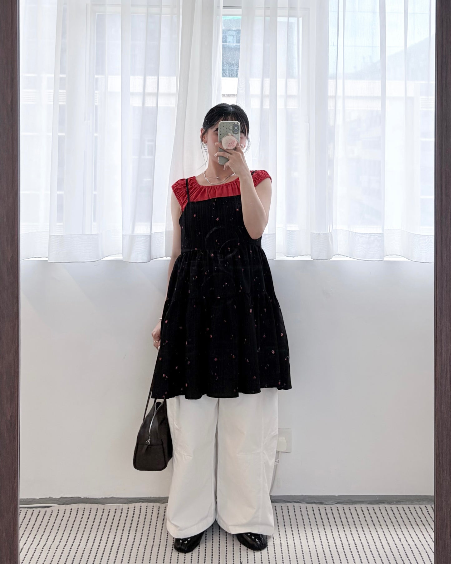 OP78- Flower Camisole Dress | White | Black