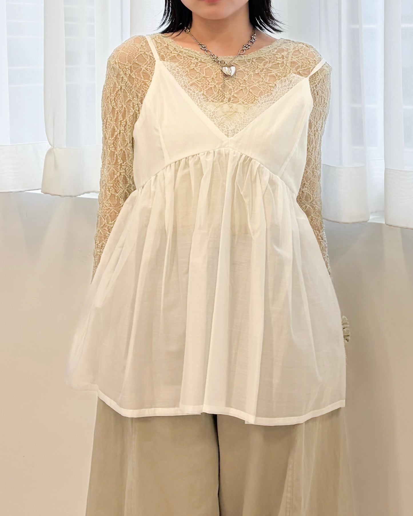 TP752- 2 way lace top | White | Green | Brown | Black