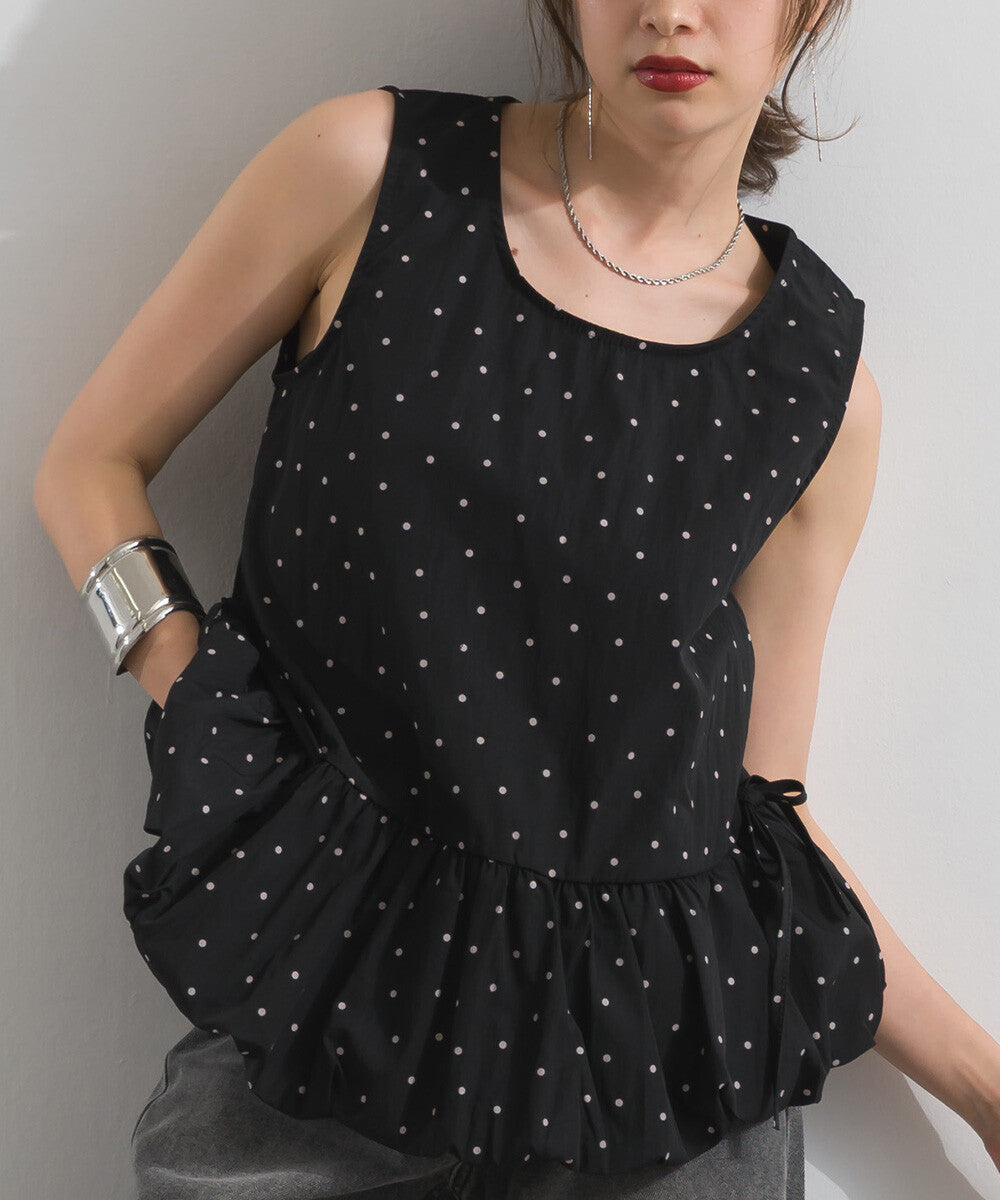 TP796- Dot Pullover Balloon Vest | Ivory | Black