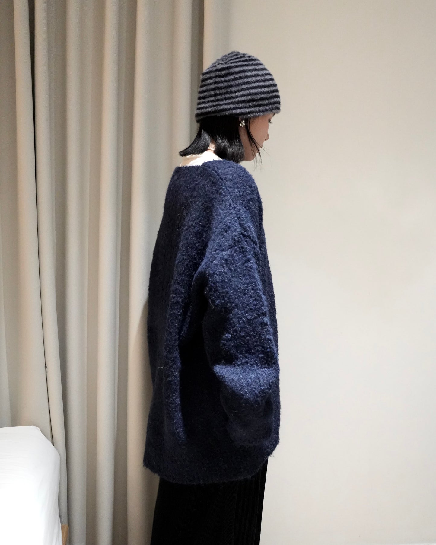 TP701- Knit With Scarf Set | White | Navy | Grey