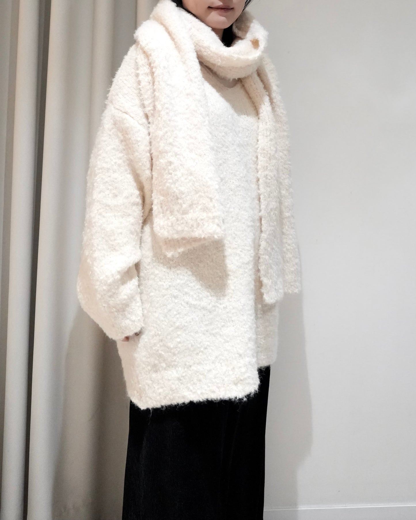 TP701- Knit With Scarf Set | White | Navy | Grey