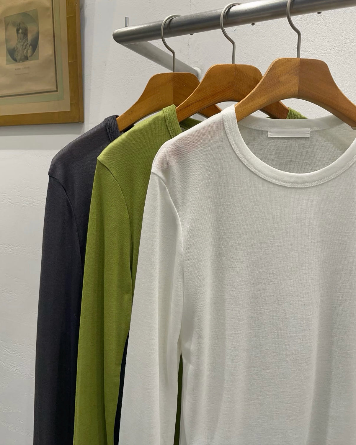 TP741-  三色天絲棉Basic Top | White | Green | Charcoal