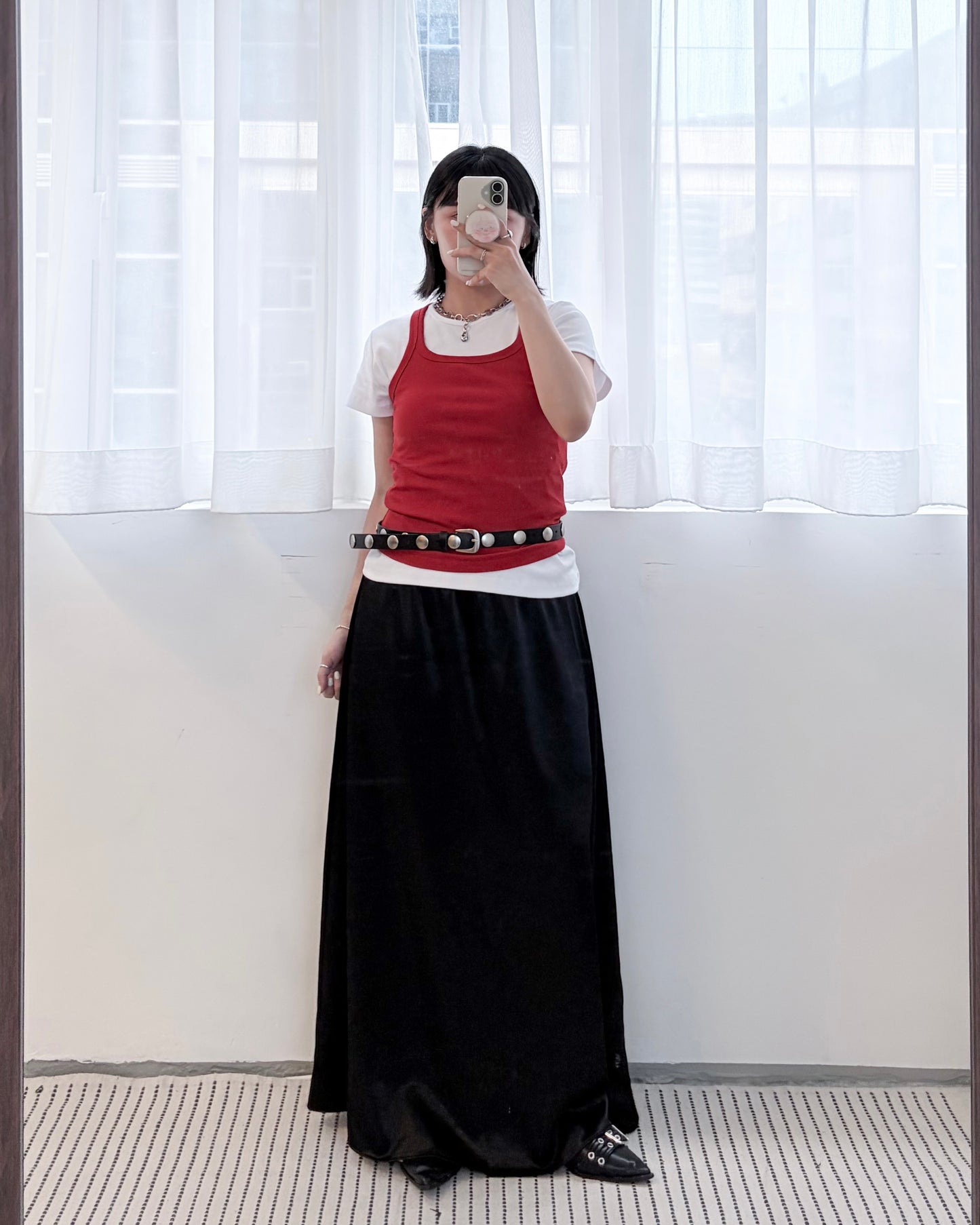TP826- Square Neck Vest | White | Charcoal | Red