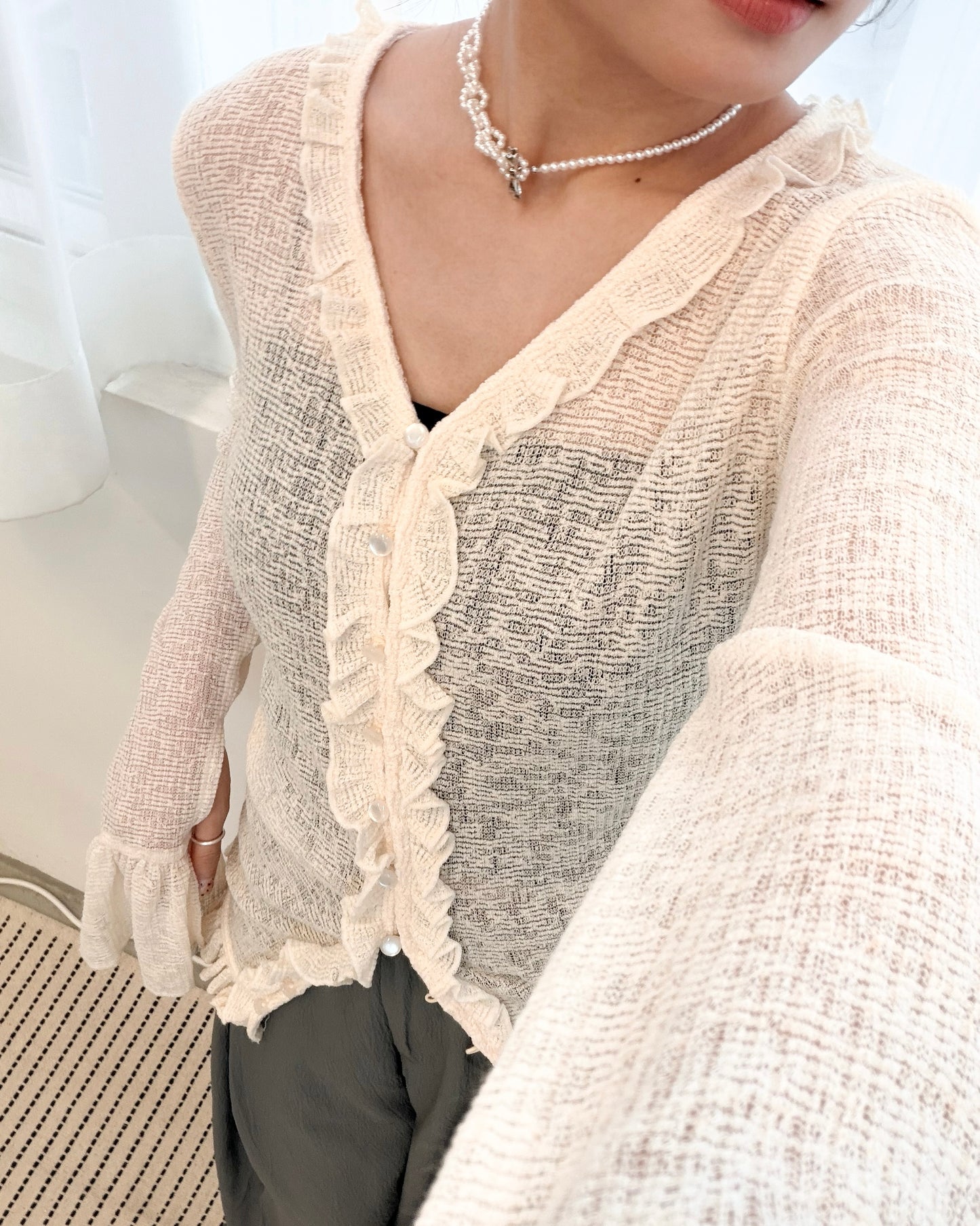 TP688- Gorgeous Ruffle Top | Ivory | Grey | Black