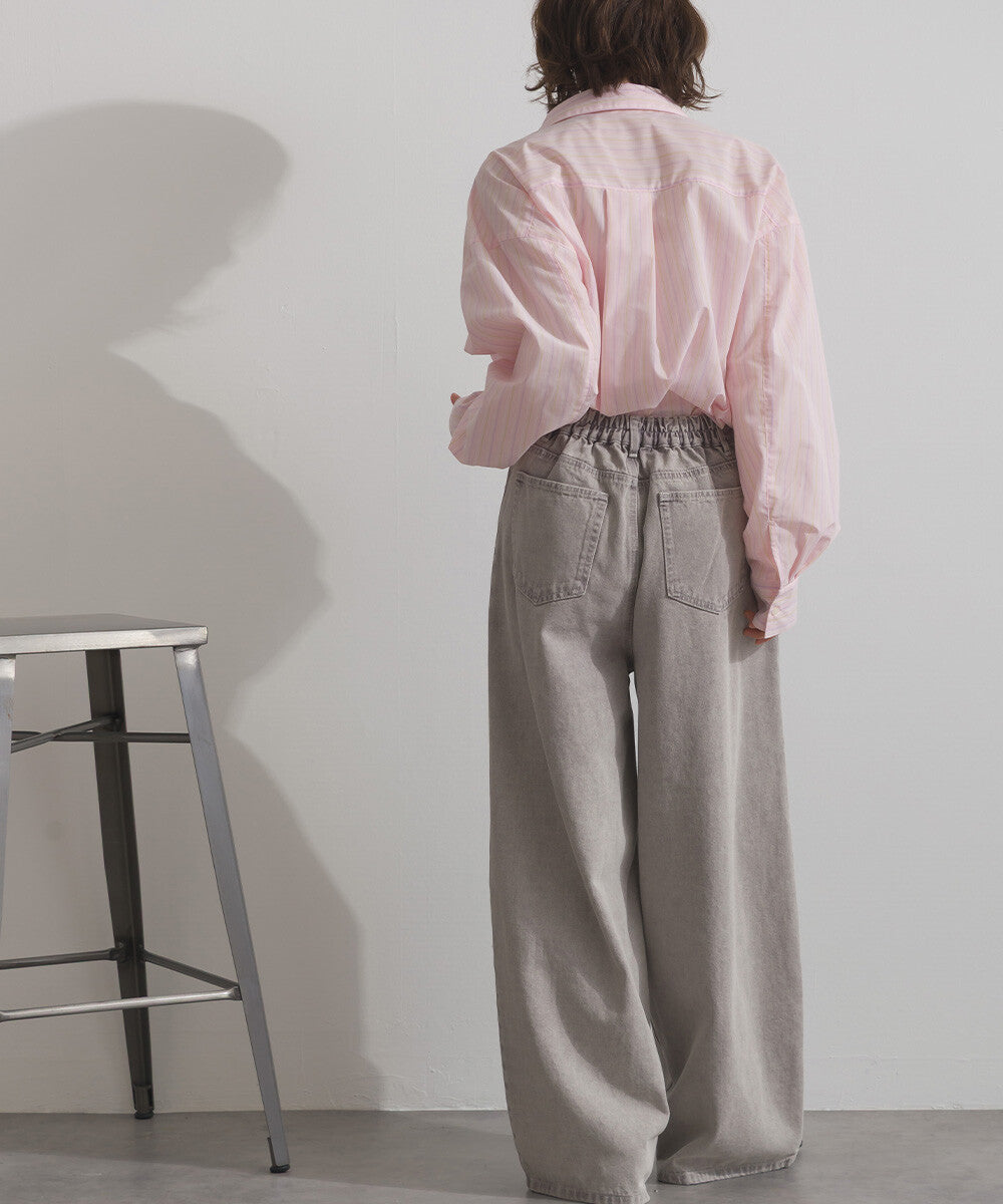 PT109- Denim Tuck Pant | Yellow | Grey