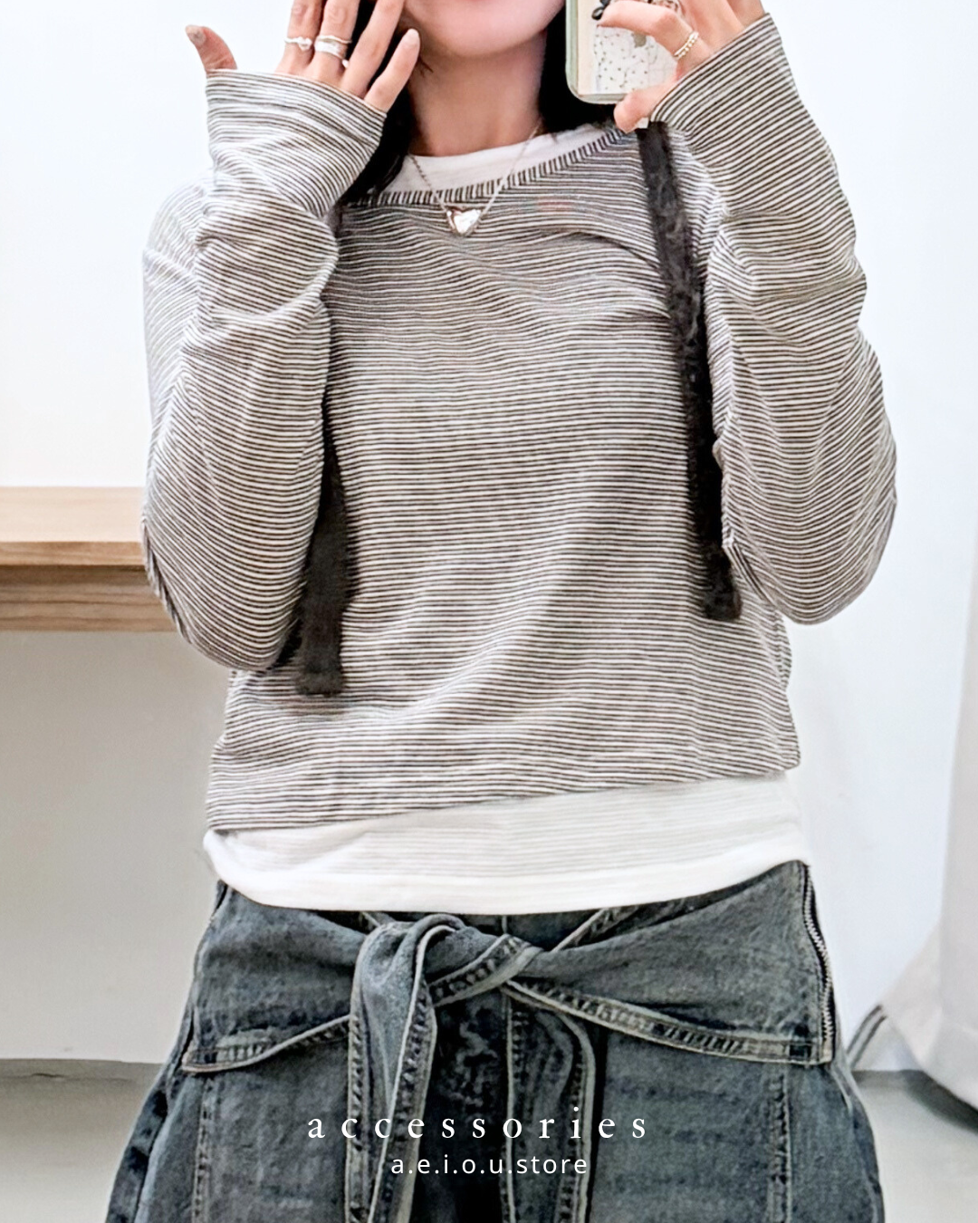 AC294- 鍍銀心心頸鏈