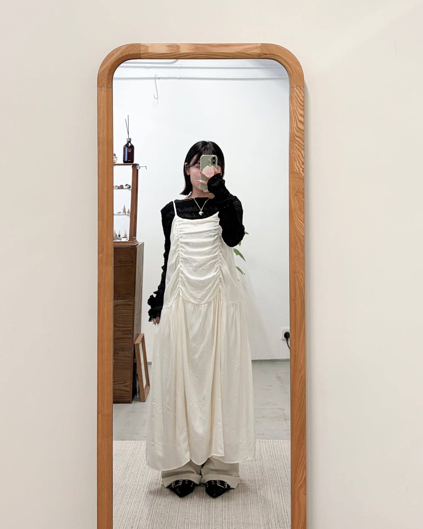 OP74- Talia Pleated Midi One Piece | Ivory | Olive