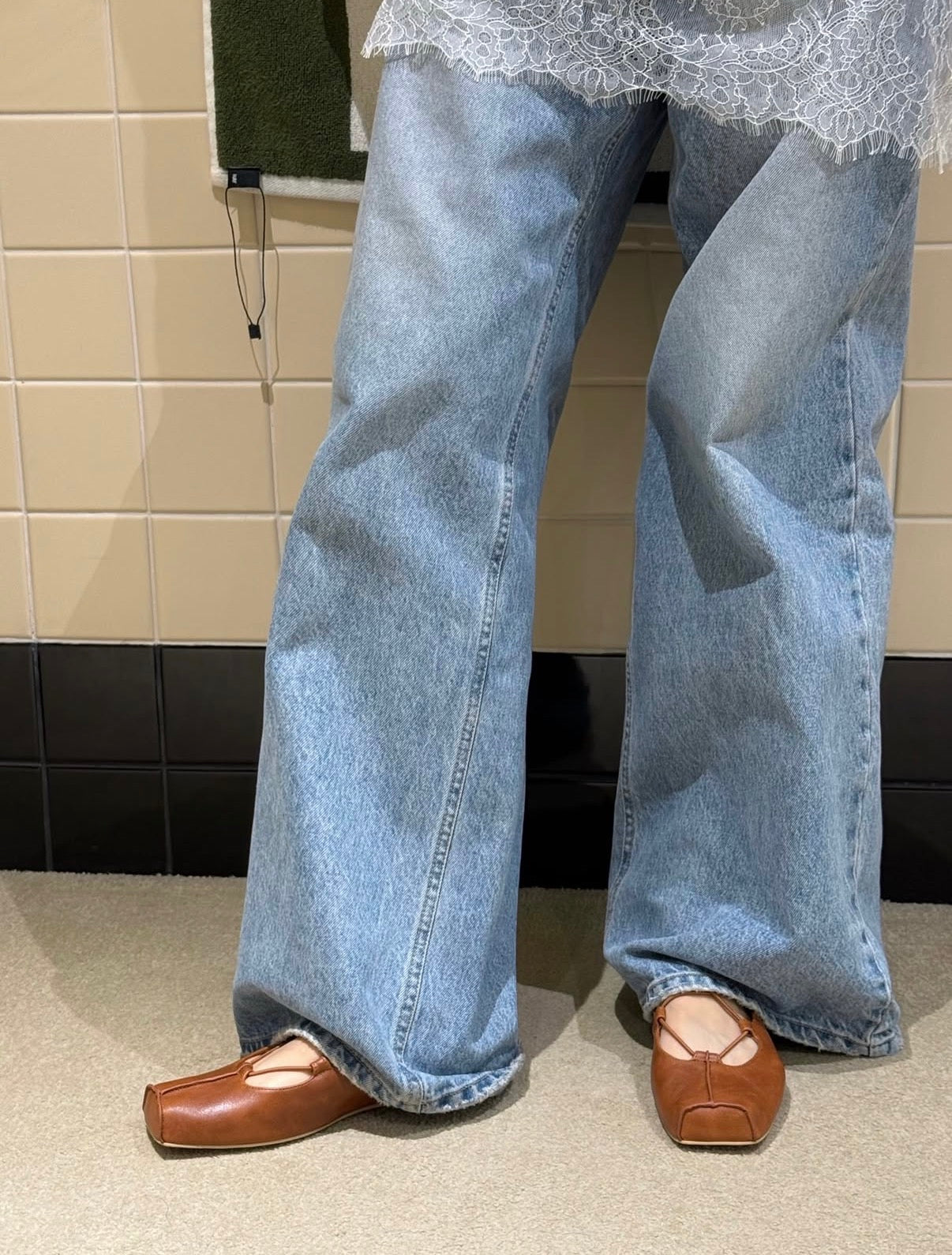 SH11- Square Ballet Flats | Brown | Black