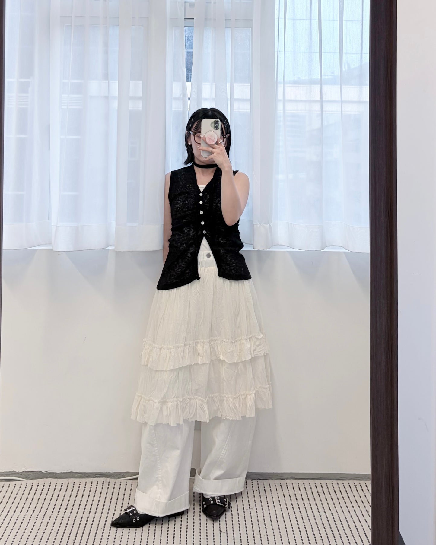 TP821- 網格皺皺連頸帶Set Top | Blue | Grey | Black