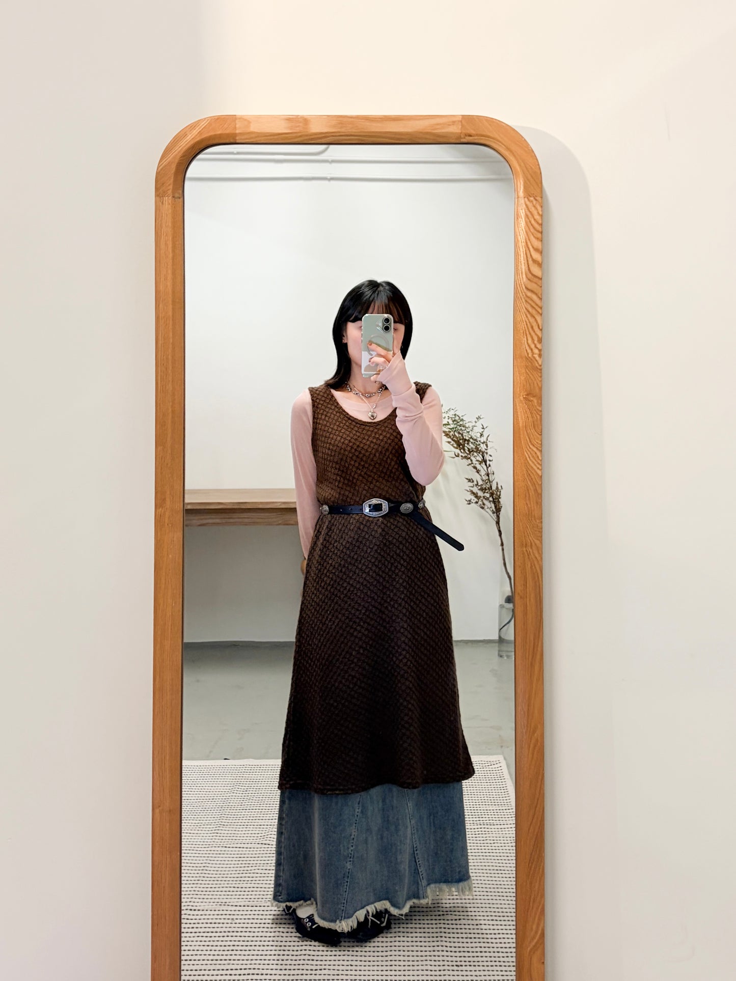 OP73- 凹凸紋背心one piece | Ivory | Brown | Black