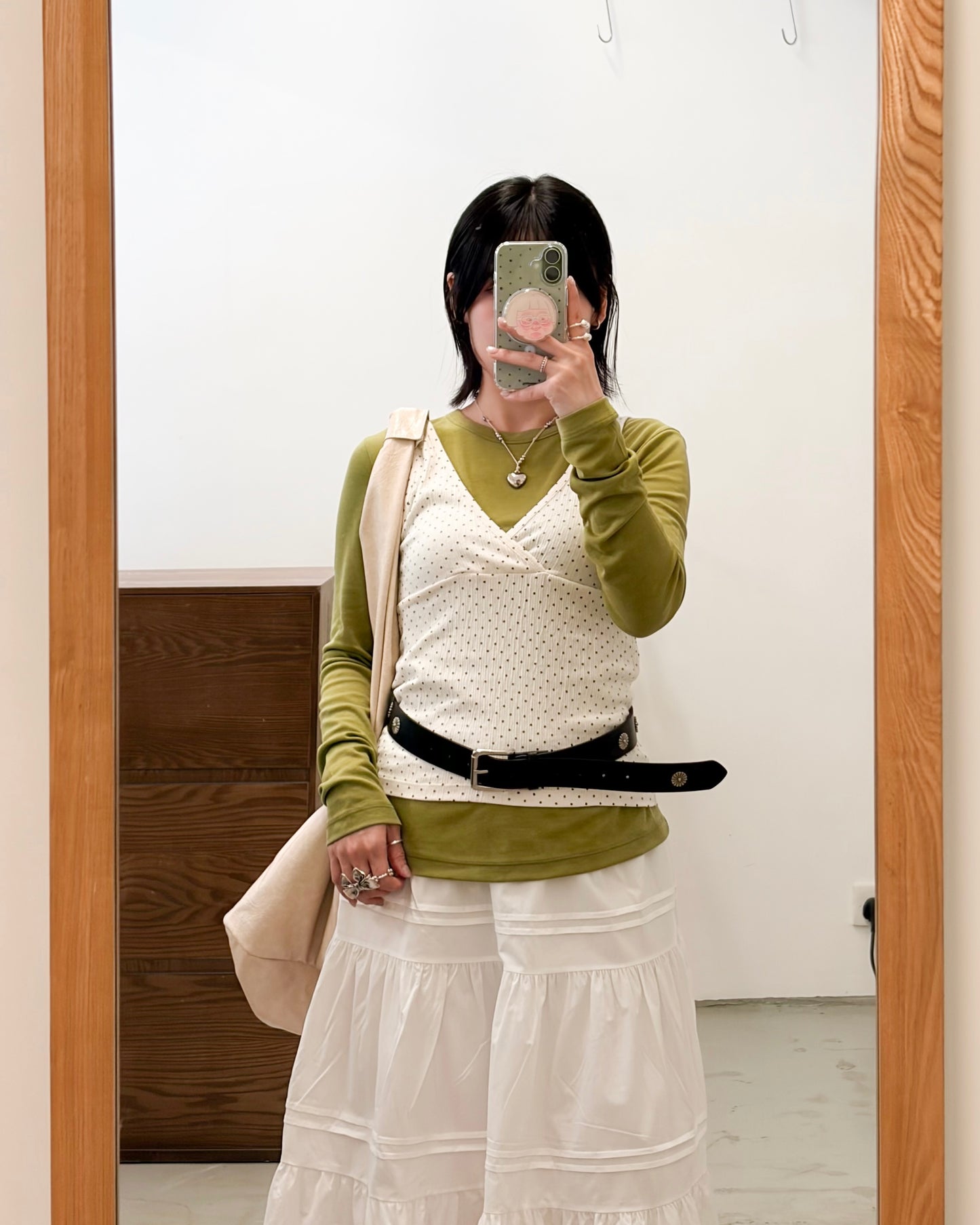 TP741-  三色天絲棉Basic Top | White | Green | Charcoal