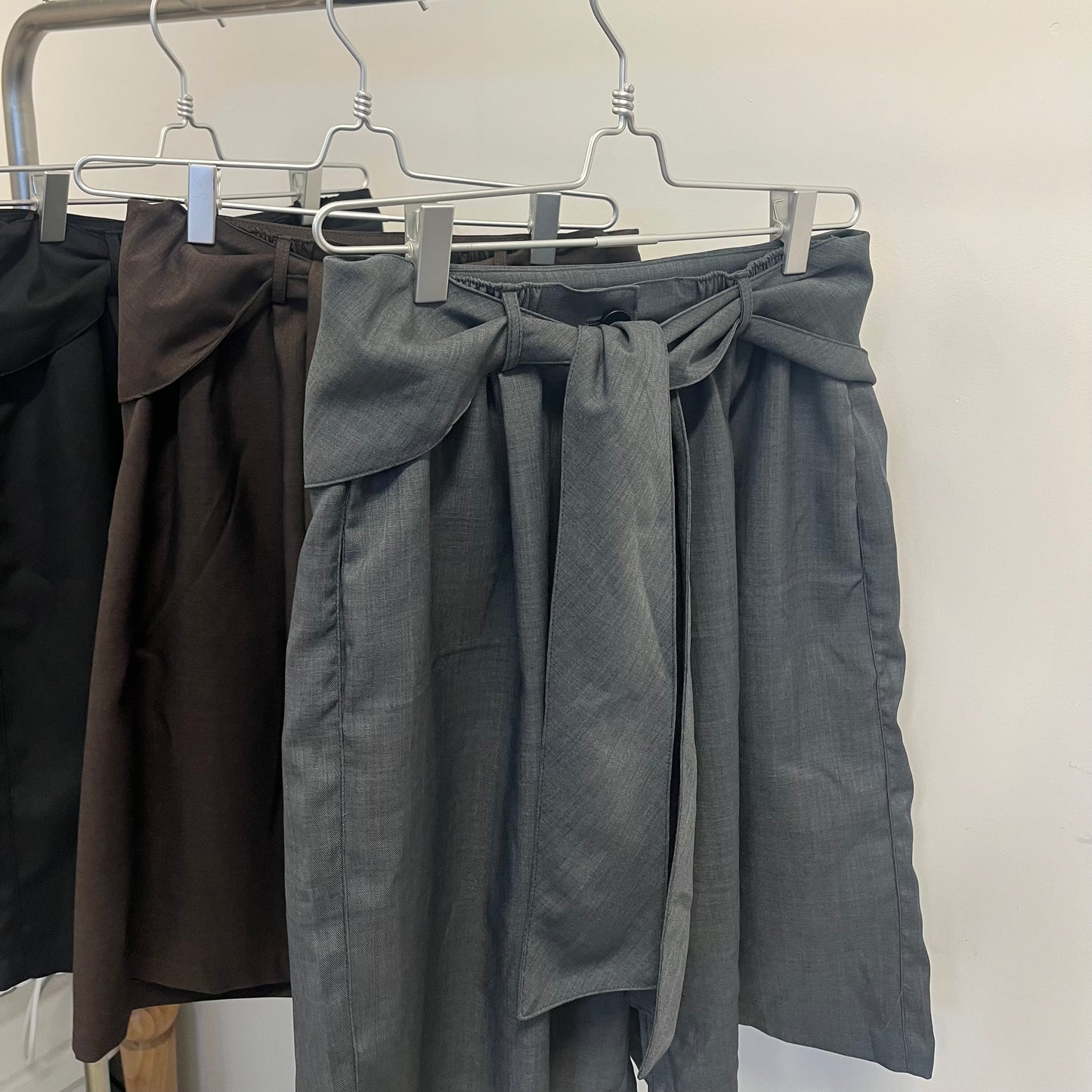 PT94- Short Pleated  Belt Trousers Pant | Grey | Brown | Black