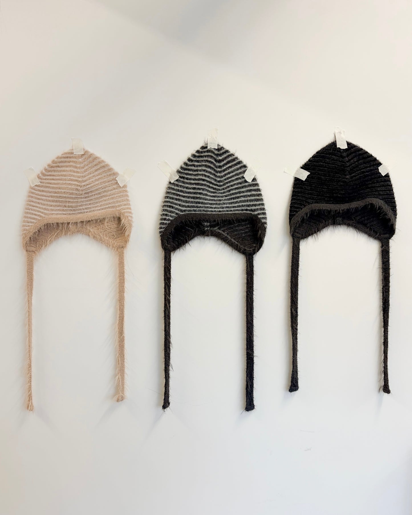 H44- 橫間毛毛Beanie | Beige | Grey | Charcoal