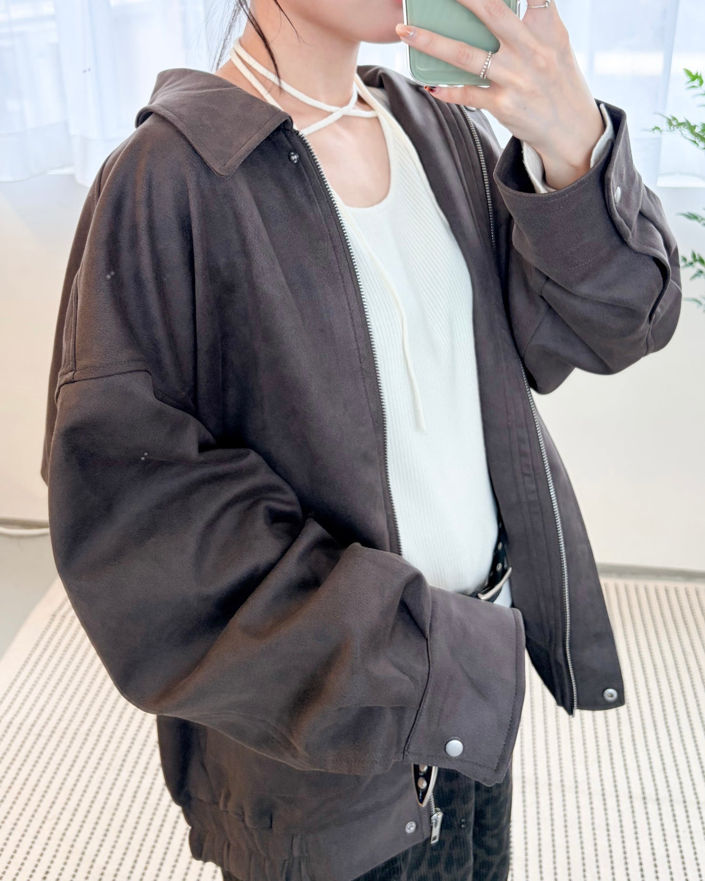 JK42- Unwash Collar Blouse Jacket | Milk Tea | Grey | Brown