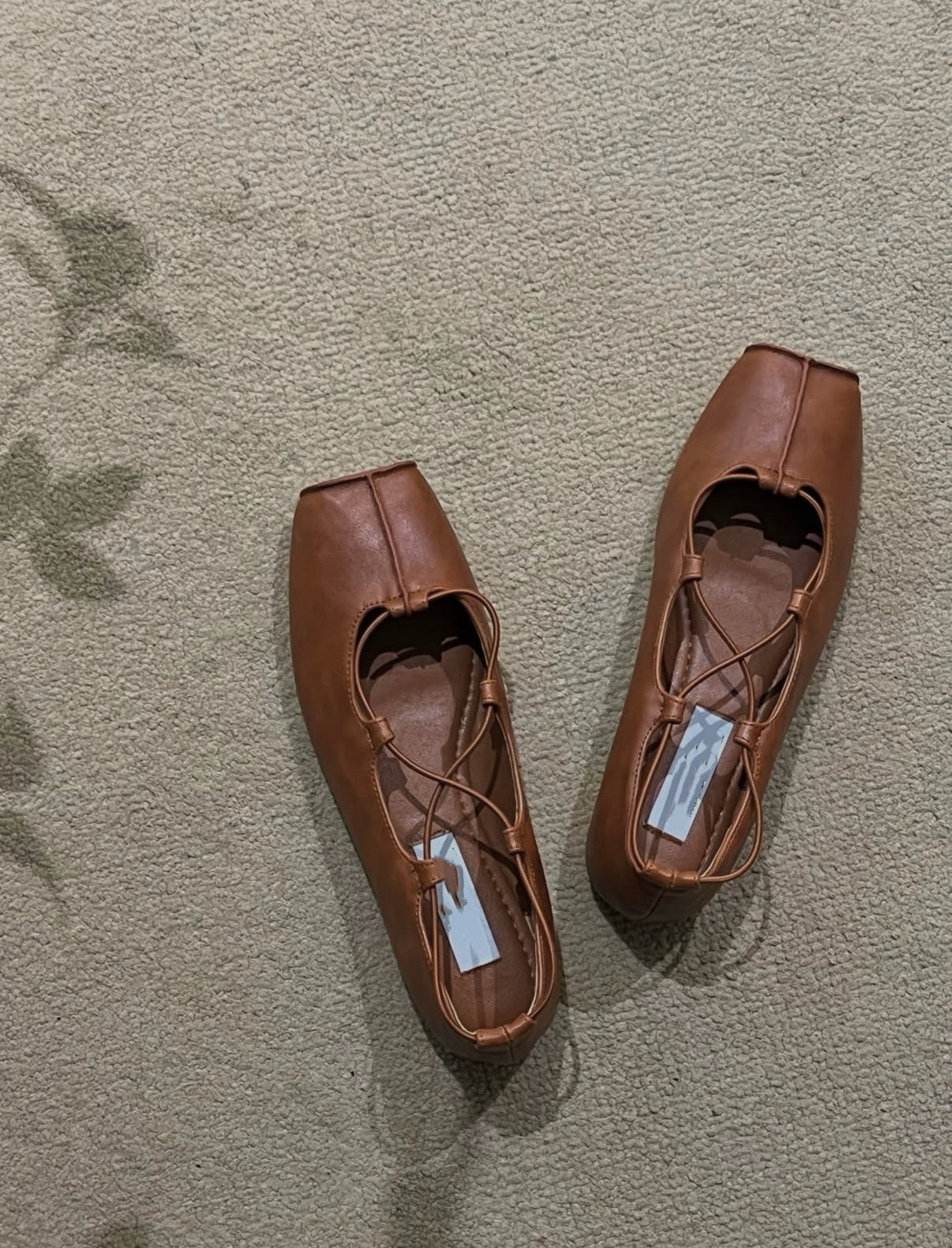 SH11- Square Ballet Flats | Brown | Black
