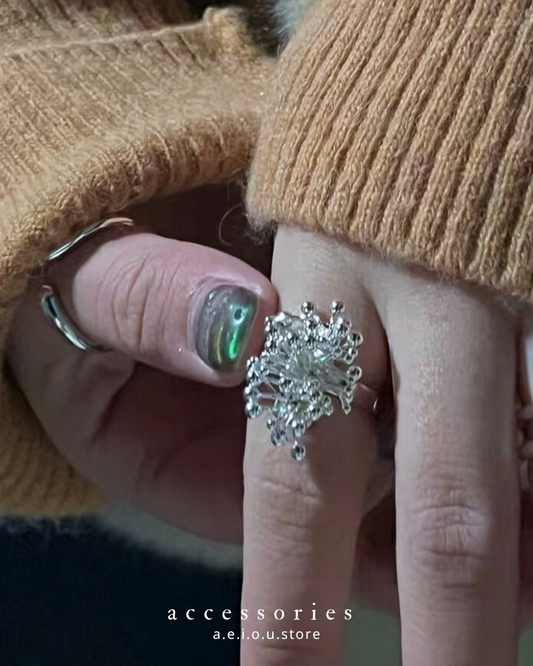 AC293 - 長方形煙花戒指 ( 鍍銀 ) #13 up