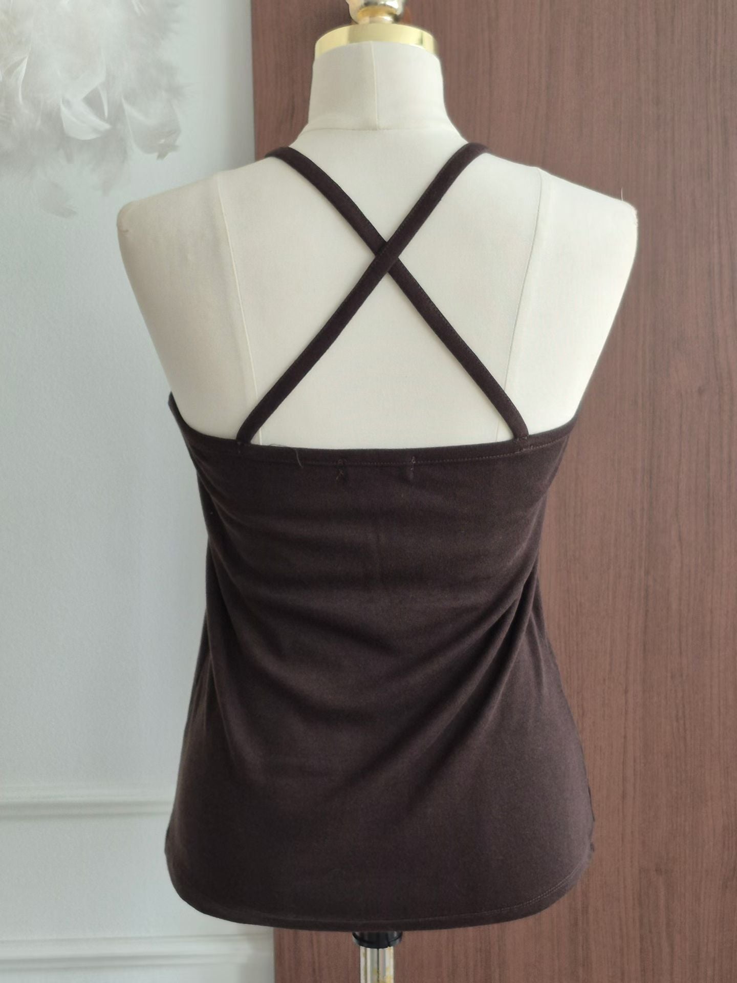TP820- Cross Back Cotton Vest | White | Oatmeal | Brown | Blue | Camel | Black