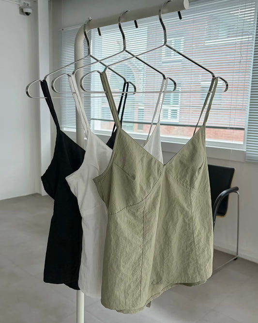 TP832- Back Ribbon V Neck Vest | White | Light Green | Black