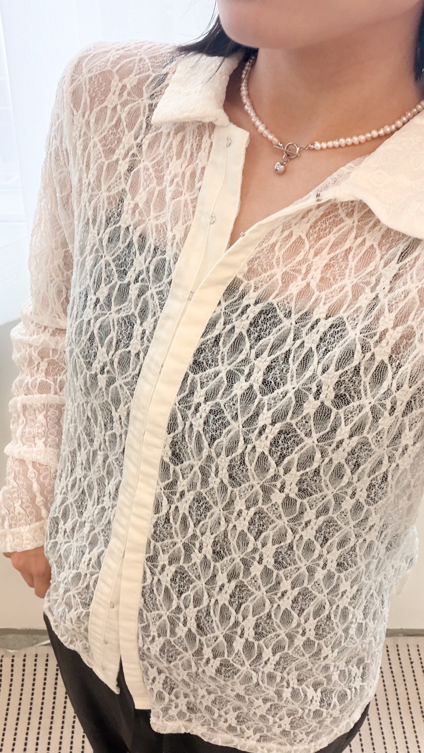 TP733- Lace Top With Front Hooks | Ivory | Black