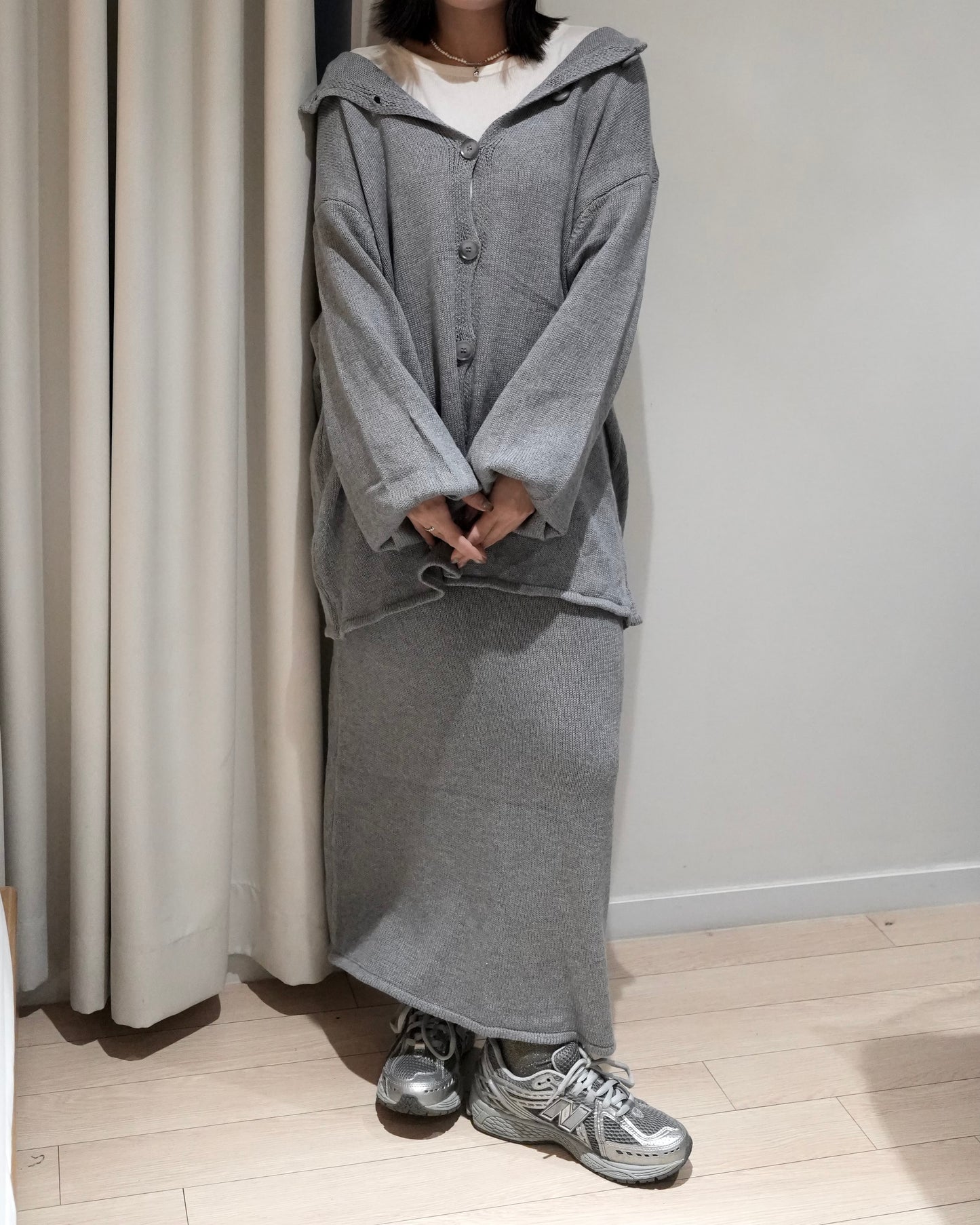 TP705- 3 Way Set Top With Skirt | Grey | Black ( 上衣+ 半截裙 2 件 )